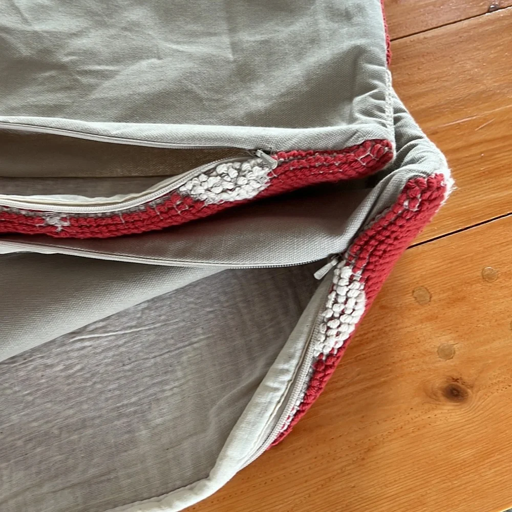 2 NWT West Elm lumbar pillow covers in cream & rust color. Both 14” x 36”